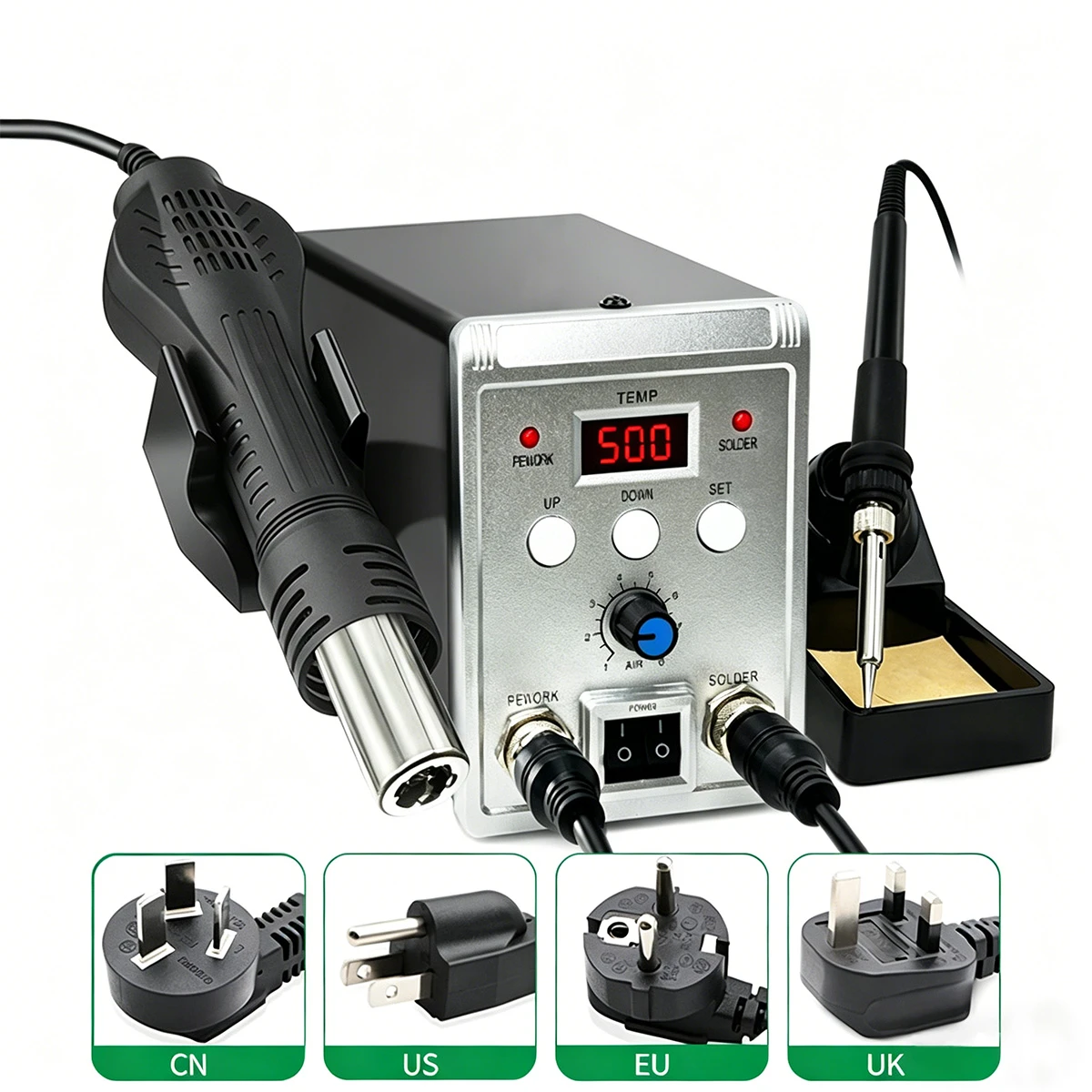 Soldering and hot air rework station