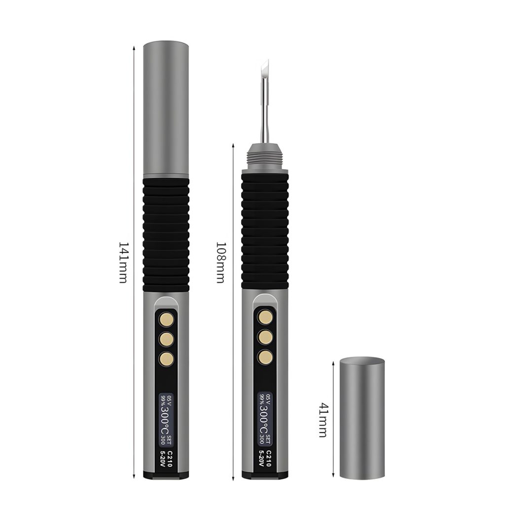 C210 soldering iron detail with digital display