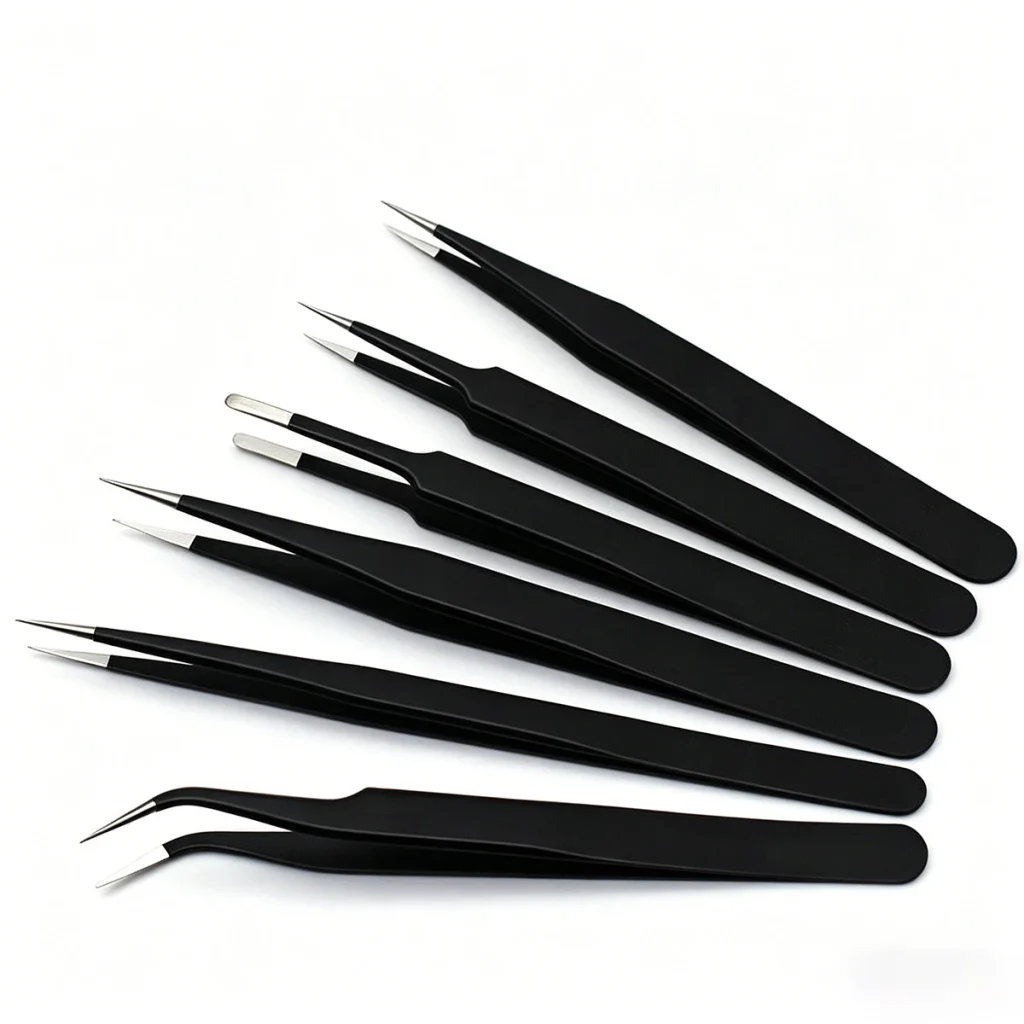 ESD tweezers with ceramic tip detail