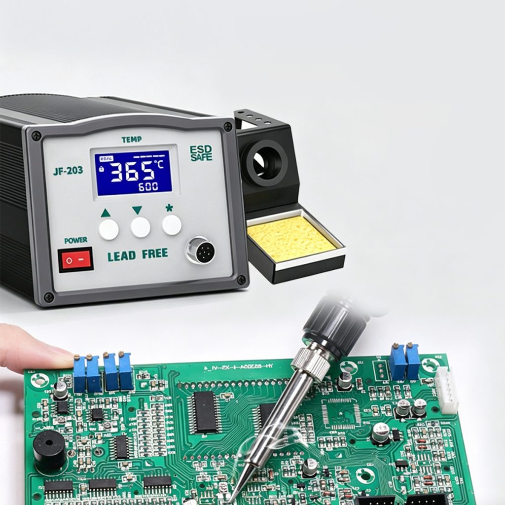 Soldering station with induction heating detail