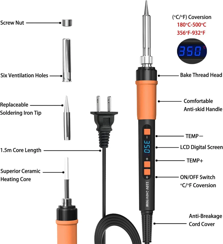 Soldering iron with digital temperature display