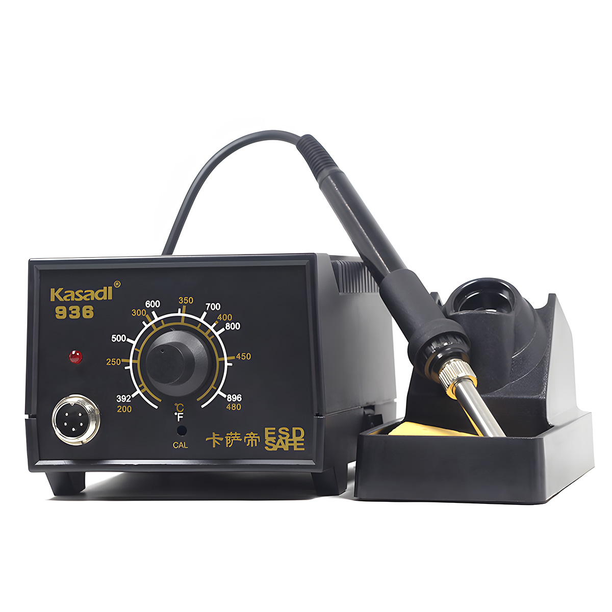 Soldering station with adjustable temperature dial